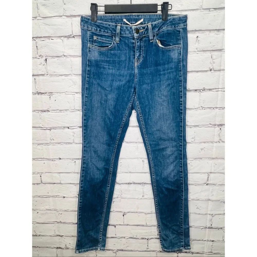 Vince Womens Blue Denim Mid-Rise Slim Straight Jeans Caribbean Wash Size 29